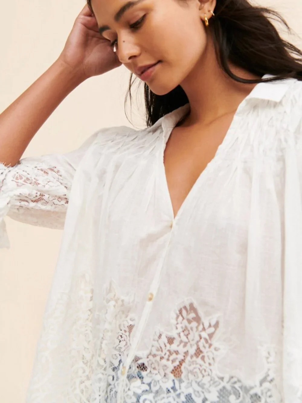 NWOT - Anthropologie Victorian Lace Blouse – White – Size M